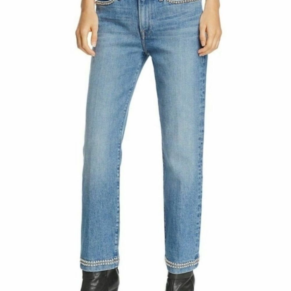 Frame Denim Anstee Studded Straight‎ Leg Jeans Sz 25